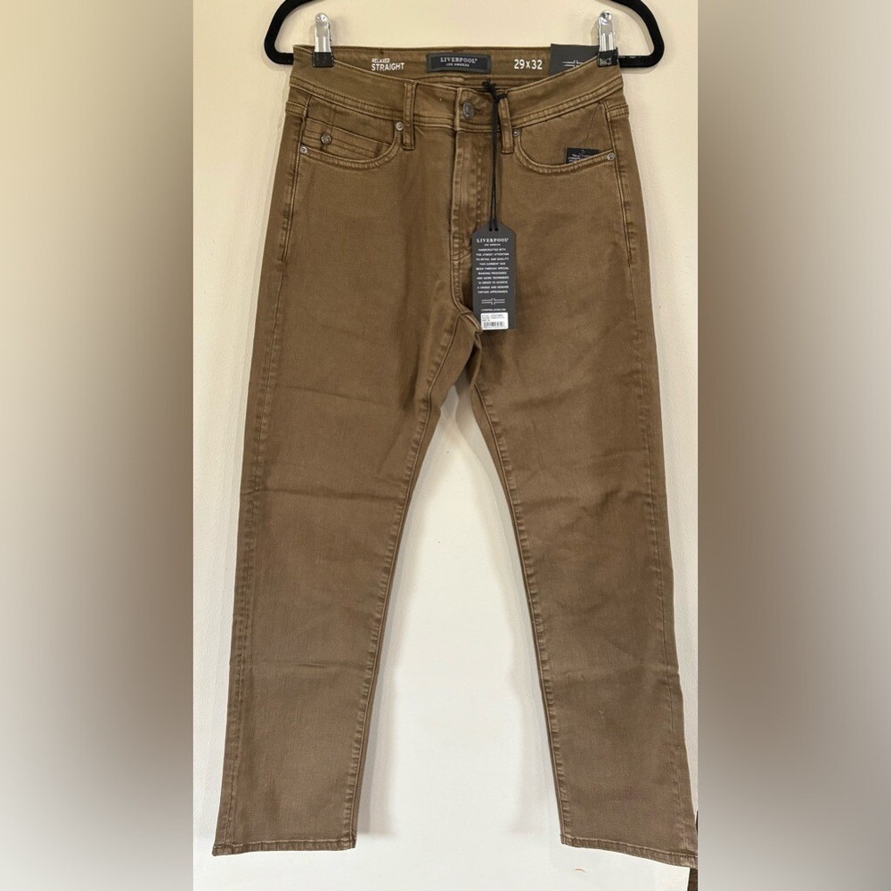 Liverpool Men's 29x32 Tobacco Brown Relaxed Straight Khaki Pants NEW - Picture 4 of 9